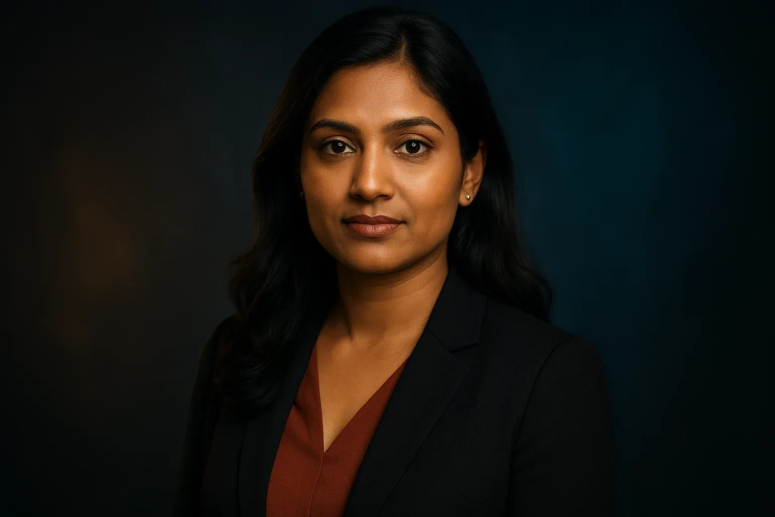 High-resolution portrait of confident Bangladeshi woman on dark premium background